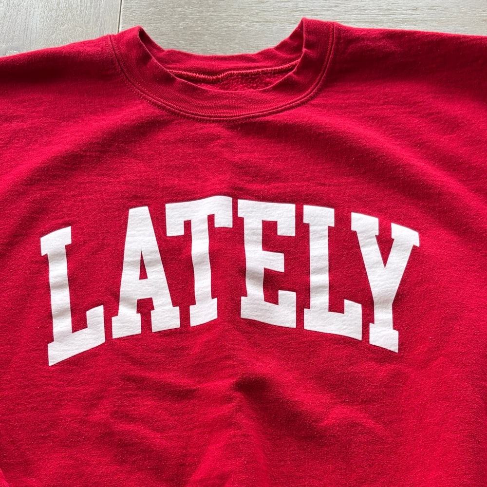 Red 'LATELY' Graphic Crewneck Sweatshirt - Picture 2 of 3